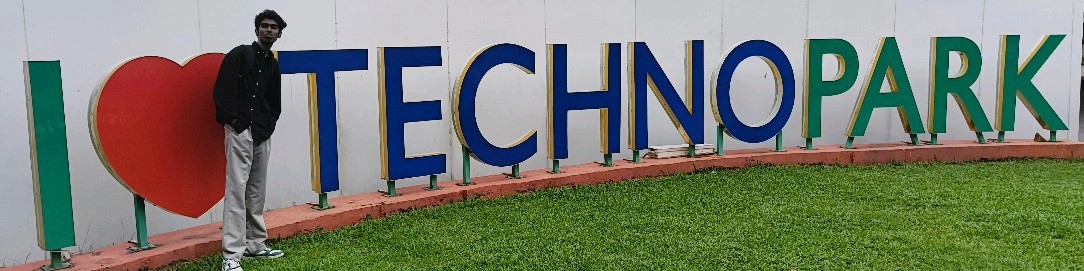 Sidharth S at Technopark entrance in Trivandrum, India